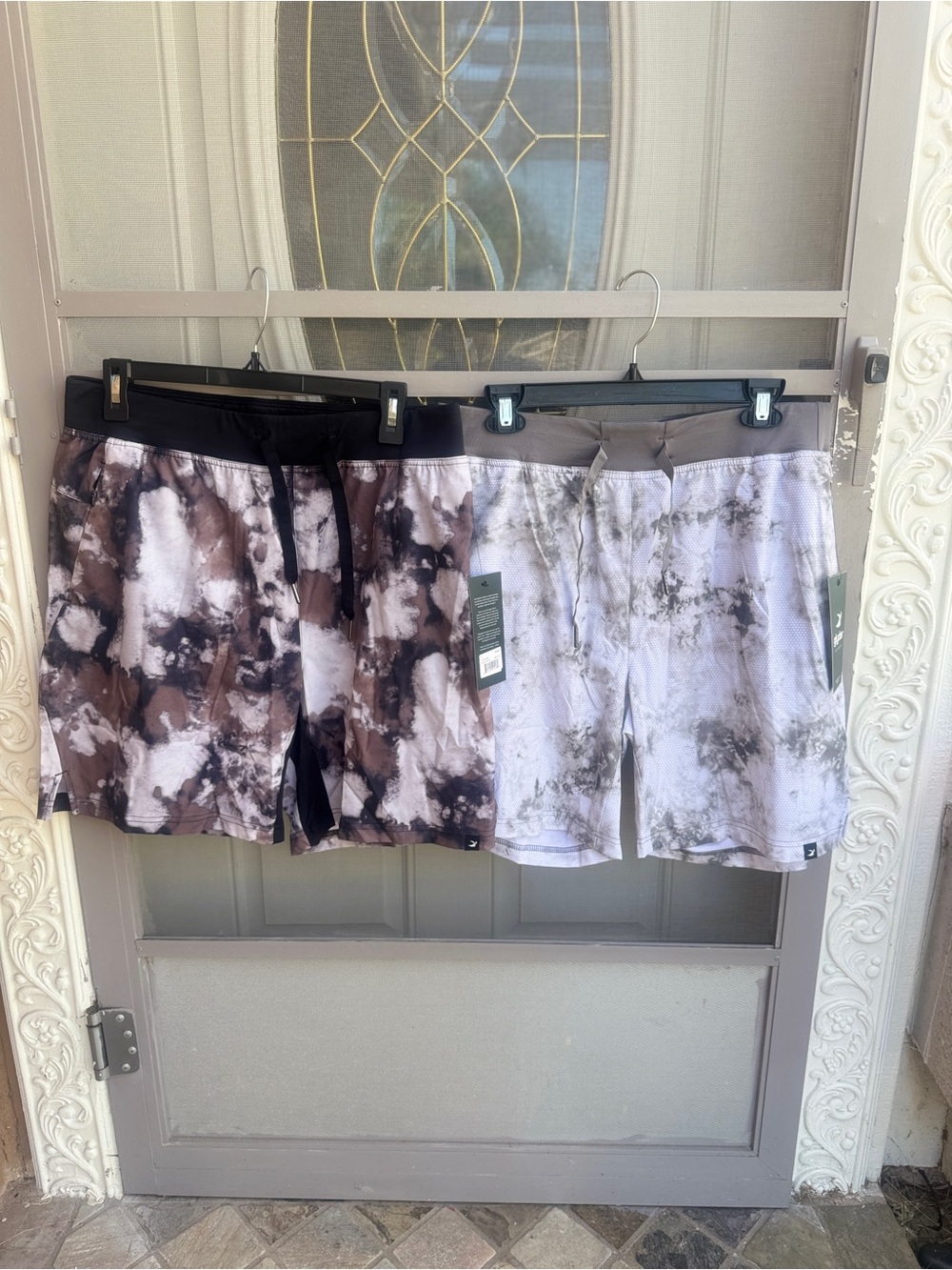 Glyder Men's Tie-Dye Athletic Shorts - Brown & White